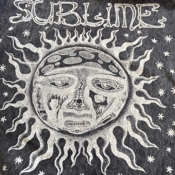 Sublime Tops - Sublime Graphic Tee Gray Acid Wash Short Sleeve Crew Neck T-Shirt